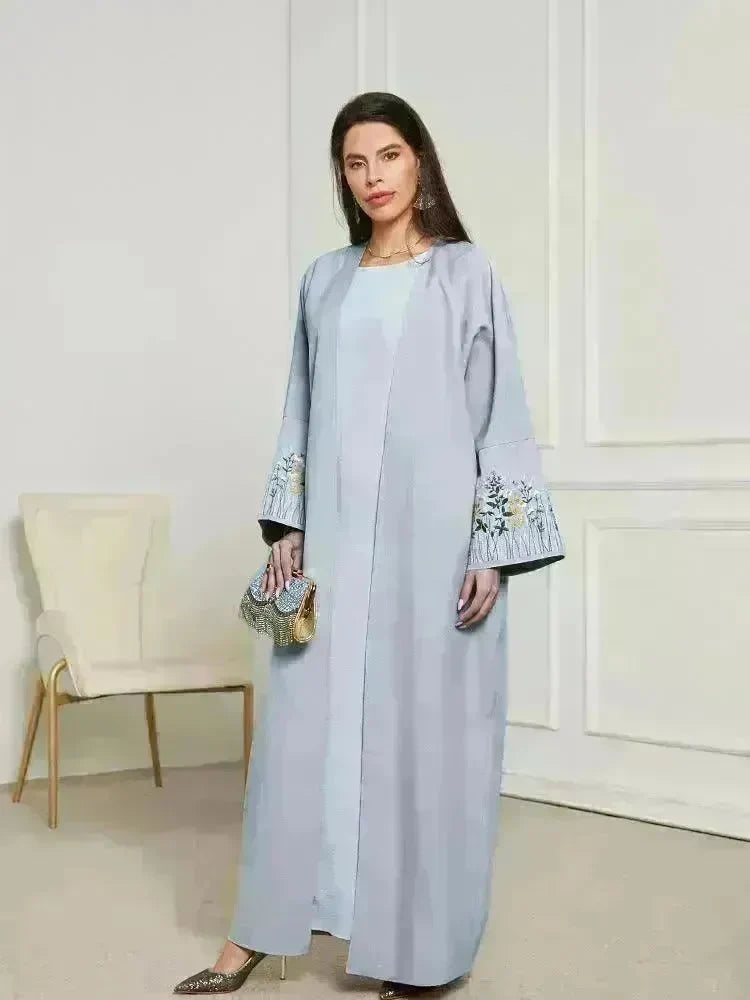 Embroidered Cardigan Abaya Dress Robe for Arab Dubai Turkey Middle East Women - EX-STOCK CANADA