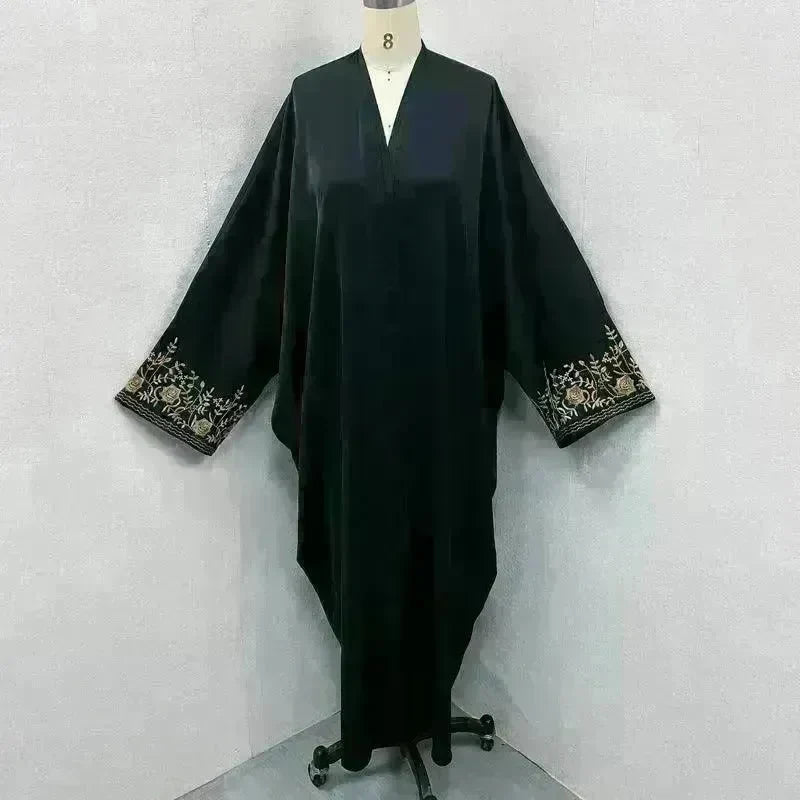 Embroidered Sleeve Loose Cardigan Abaya Dress Robe for Arab Dubai Turkey Middle East Women - EX-STOCK CANADA