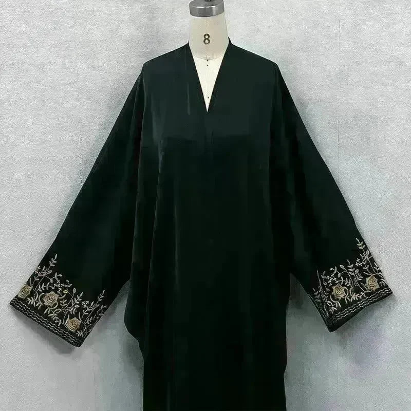 Embroidered Sleeve Loose Cardigan Abaya Dress Robe for Arab Dubai Turkey Middle East Women - EX-STOCK CANADA