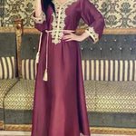 Embroidery Bronzing Lace Jalabiya Abaya Dress for Arab Dubai Turkey Middle Eastern Women - EX-STOCK CANADA