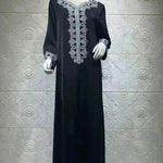 Embroidery Bronzing Lace Jalabiya Abaya Dress for Arab Dubai Turkey Middle Eastern Women - EX-STOCK CANADA