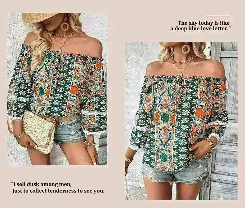 European American Fashion Floral Print Women's Blouse - EX-STOCK CANADA