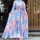 European And American Dubai Middle East Pure Beautiful Printed Dress, Ankle-length Printed Maxi Dress Fashionable Abaya Dress - EX-STOCK CANADA