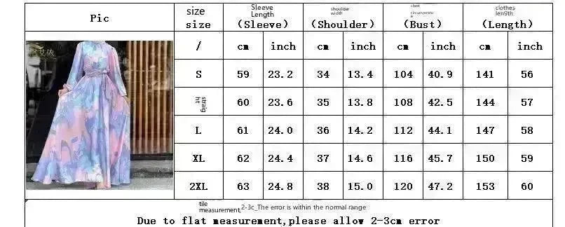 European And American Dubai Middle East Pure Beautiful Printed Dress, Ankle-length Printed Maxi Dress Fashionable Abaya Dress - EX-STOCK CANADA