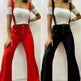 European And American High Waist Strap Casual Flared Pants - EX-STOCK CANADA