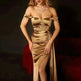European And American Shoulder Wrap Chest High Waist Ribbon Slit Ball Gown - EX-STOCK CANADA
