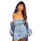 European And American Style Denim Tube Top Cinched Waist Slim And Sexy Hip Bag Dress - EX-STOCK CANADA