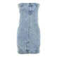 European And American Style Denim Tube Top Cinched Waist Slim And Sexy Hip Bag Dress - EX-STOCK CANADA
