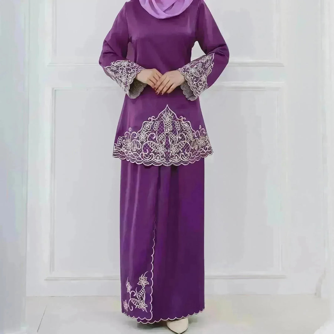 Exquisite Embroidery Two-piece Suit for Turkey Dubai Middle East Women Abaya inspired - EX-STOCK CANADA