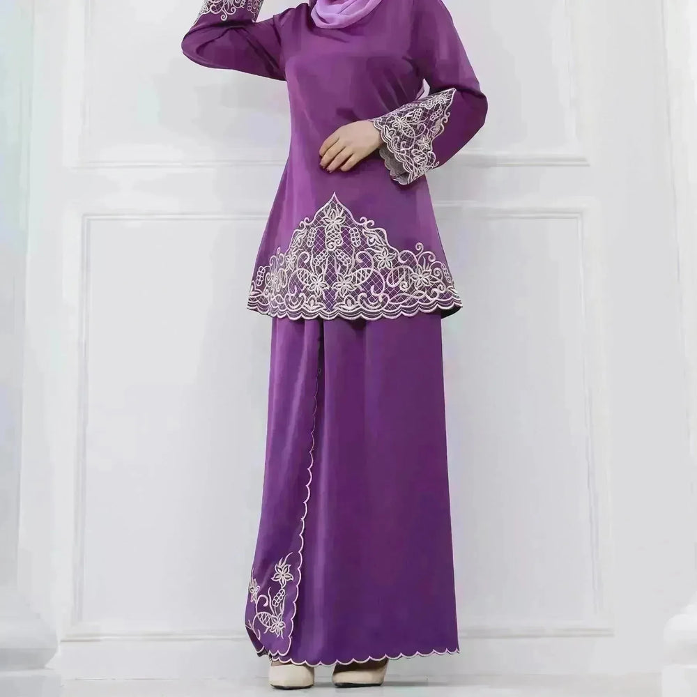 Exquisite Embroidery Two-piece Suit for Turkey Dubai Middle East Women Abaya inspired - EX-STOCK CANADA