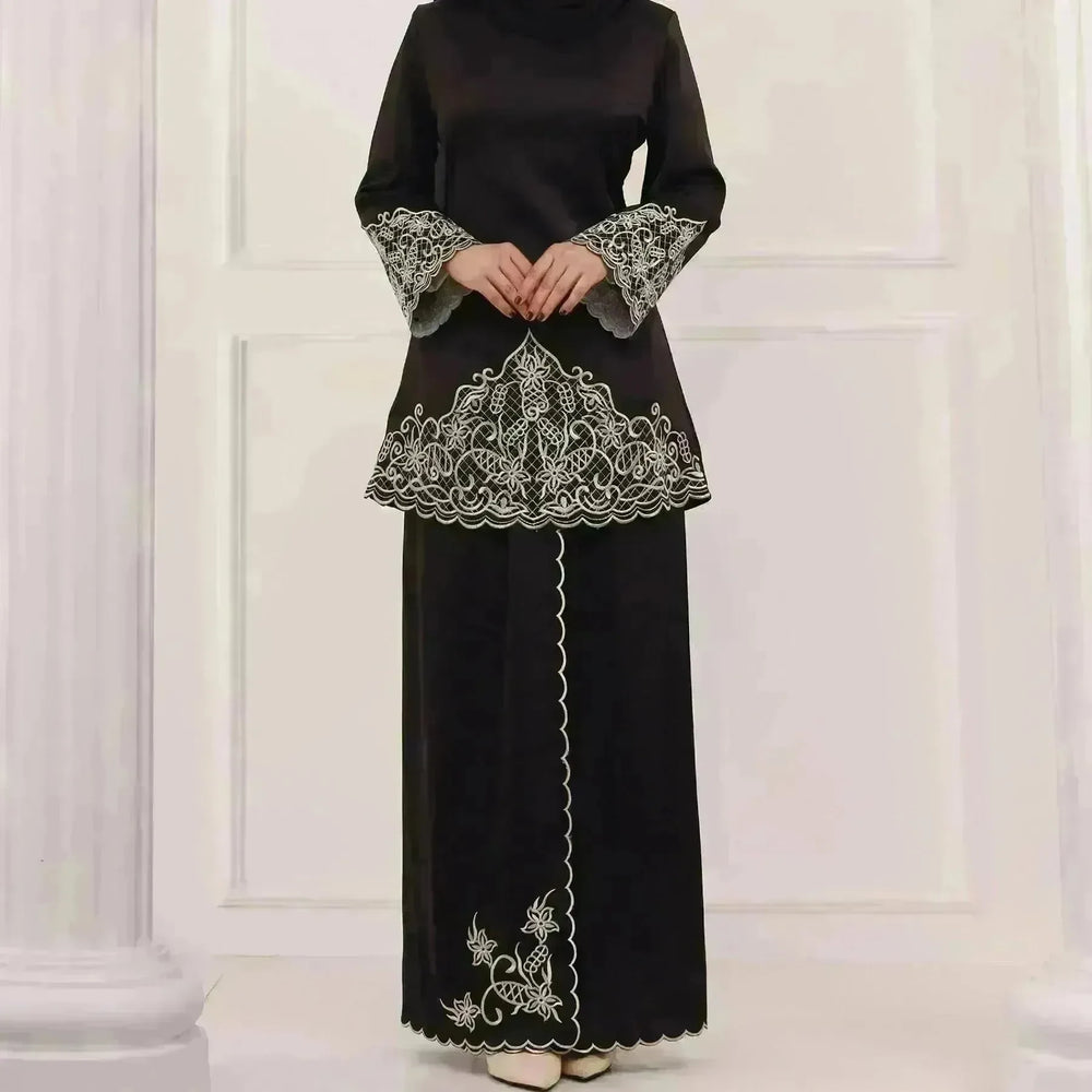 Exquisite Embroidery Two-piece Suit for Turkey Dubai Middle East Women Abaya inspired - EX-STOCK CANADA