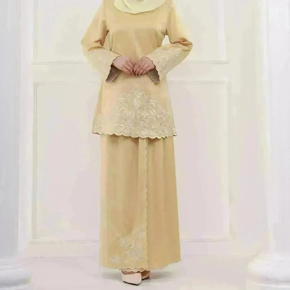 Exquisite Embroidery Two-piece Suit for Turkey Dubai Middle East Women Abaya inspired - EX-STOCK CANADA