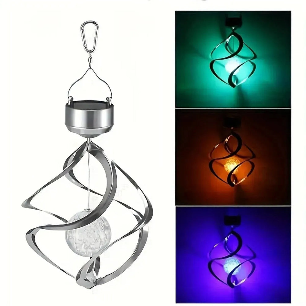 Wind Spinner Solar Light, LED Wind Chimes, Outdoor Decor Changing Color Ball Wind Chimes Solar Hanging Lantern For Home Garden Outdoor Decoration - EX-STOCK CANADA