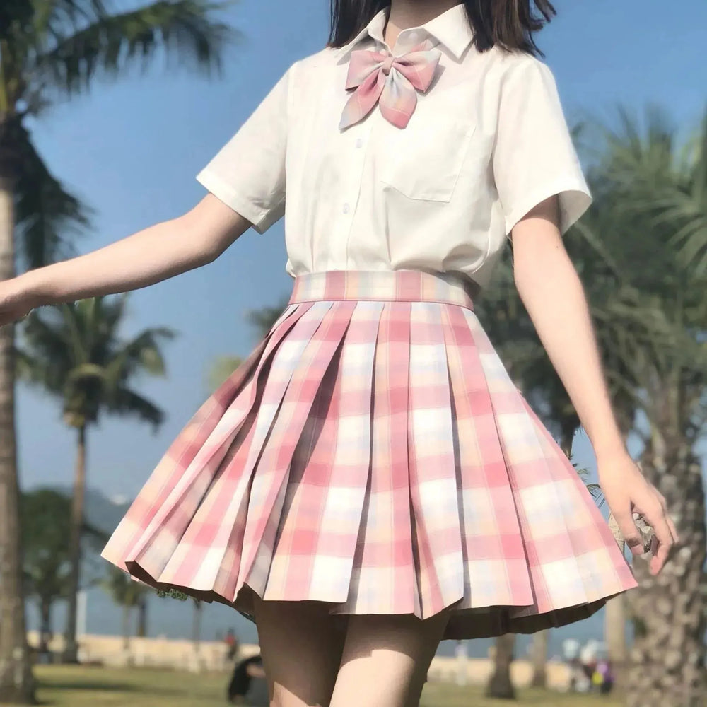 Student Jk Plaid Skirt Preppy Style Mini Pleated  Kilt Skirt - EX-STOCK CANADA