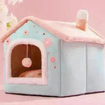 Casa de perro plegable Cama de gato Cat de invierno Villa de invierno Villa Sleep Kennel Nido removible Suministro