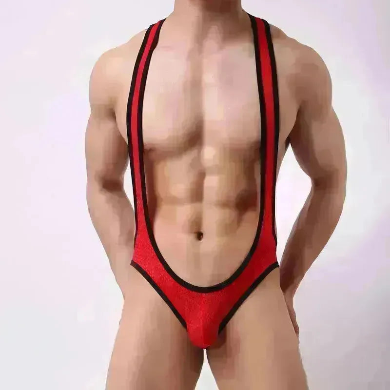 Men's Mesh Breathable One-piece Underwear Bodysuit thong Vest Pants
