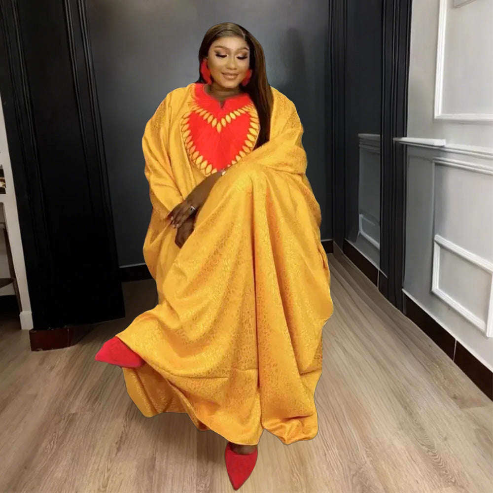 فستان أرجوحة كبير الطراز العرقي الأفريقي للشرق الأوسط من علي إكسبريس ملابس نسائية مسلمة بياقة على شكل V ومقاس كبير EX-STOCK Canada