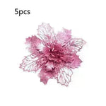 Glitter Artifical Christmas Flowers Christmas Tree Decorations For Home Fake Flowers Xmas Ornaments New Year Decor - EX-STOCK CANADA