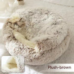 2 In 1 Dog And Cat Bed Pet Winter Bed Round Plush Warm Bed House Soft Long Plush Pets Bed Pet Products EX-STOCK Canada 