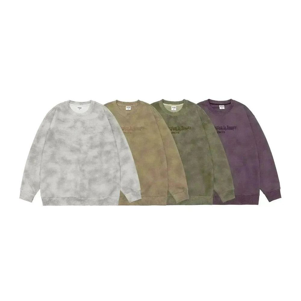 Retro heavy Oversized Crew neck Pullover sweatshirt for men - EX-STOCK CANADA