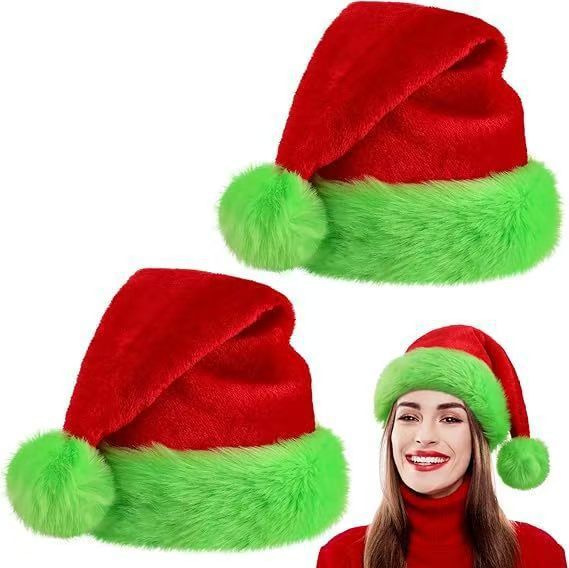 Plush Santa Hats Velvet Christmas Hat Thicken Plush Xmas Holiday Hat With Lined New Year Festive Party EX-STOCK Canada 