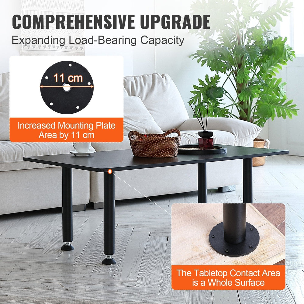 16 Inch Adjustable Desk Legs, Reinforced Steel Office Table Furniture Legs Set Of 4 For DIY, 1200 Lbs Load Capacity Heavy Duty Desk Legs, Quick Instalation Legs With Adjustable Foot Cup Black EX-STOCK