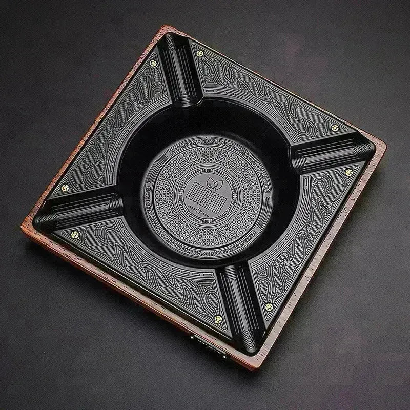Luxury Wooden Metal Alloy 4 slots Cigar Ashtray - EX-STOCK CANADA