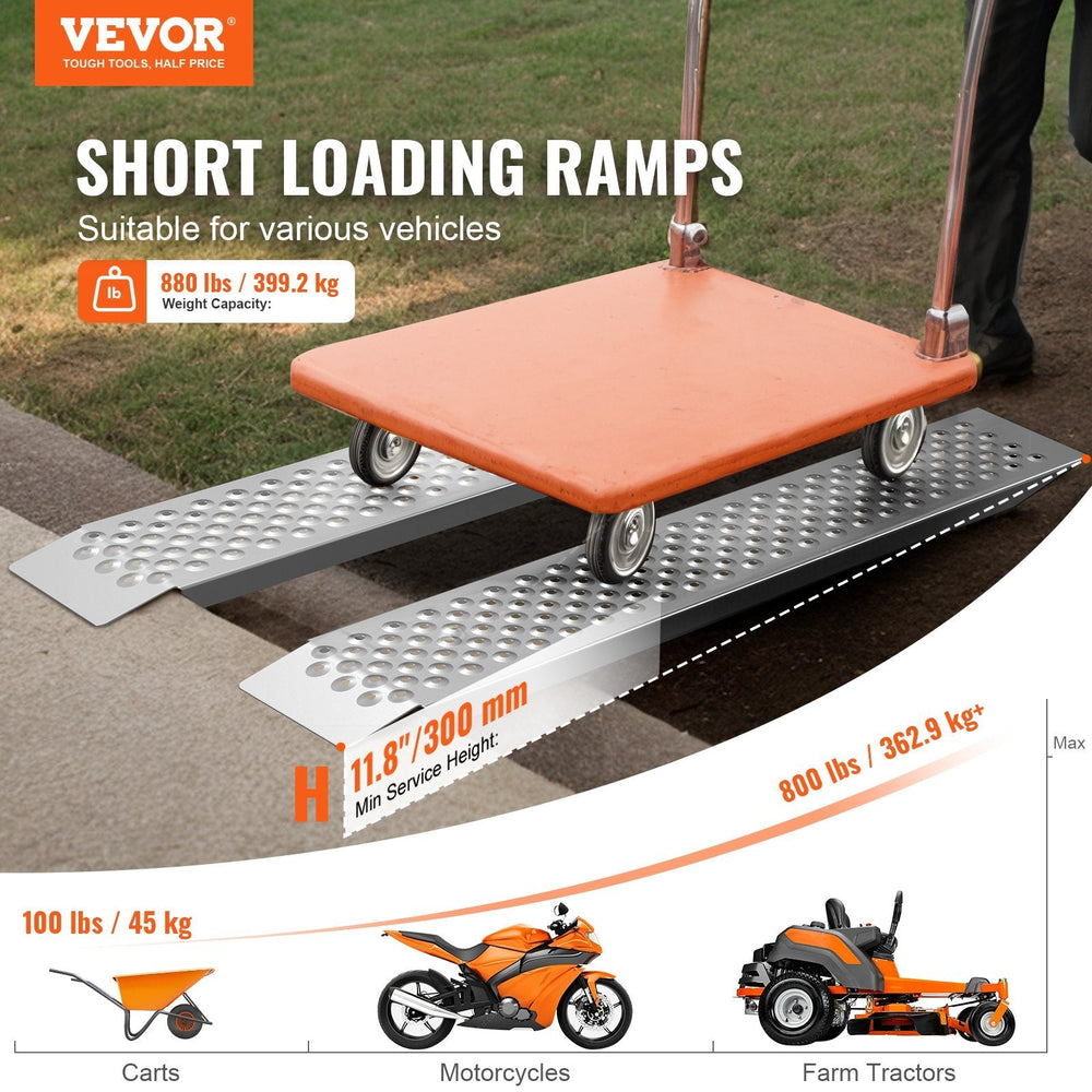 47.2 X 8.5 Aluminum Ramps 880 LBS Capacity Loading Ramps 2PCS EX-STOCK