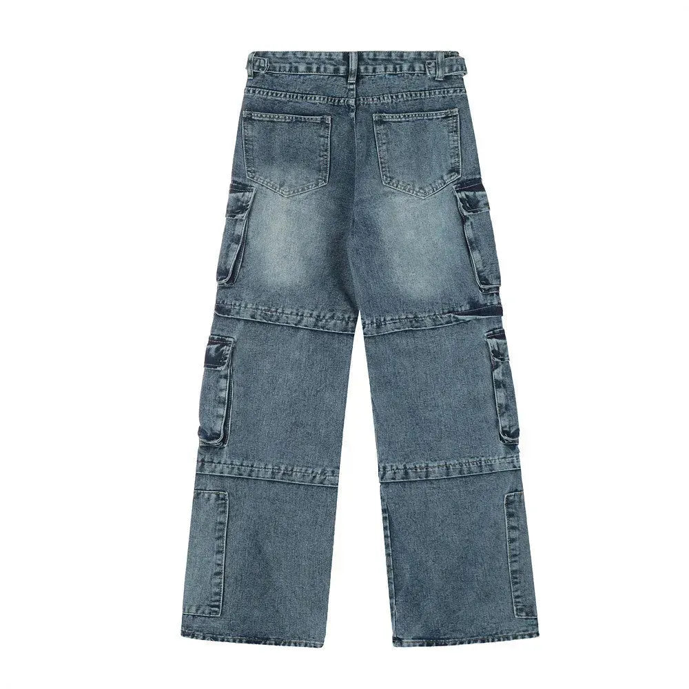 Functional Multi-pocket Tactical Tooling Denim Trousers Men Jeans