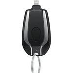 Black car key fob with keychain on a white background