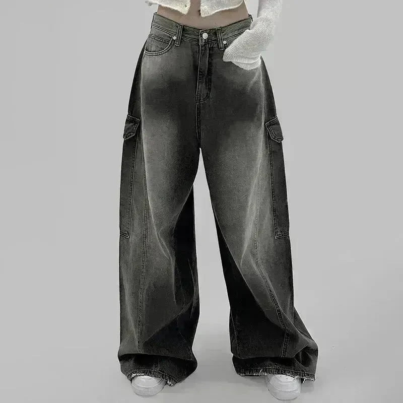 European And American Slimming High Waist Wide Legs Baggy Jeans Pant For Women - EX-STOCK CANADA