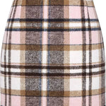 Women's High Waist Plaid Tight Pencil Wool Mini Skirt - EX-STOCK CANADA