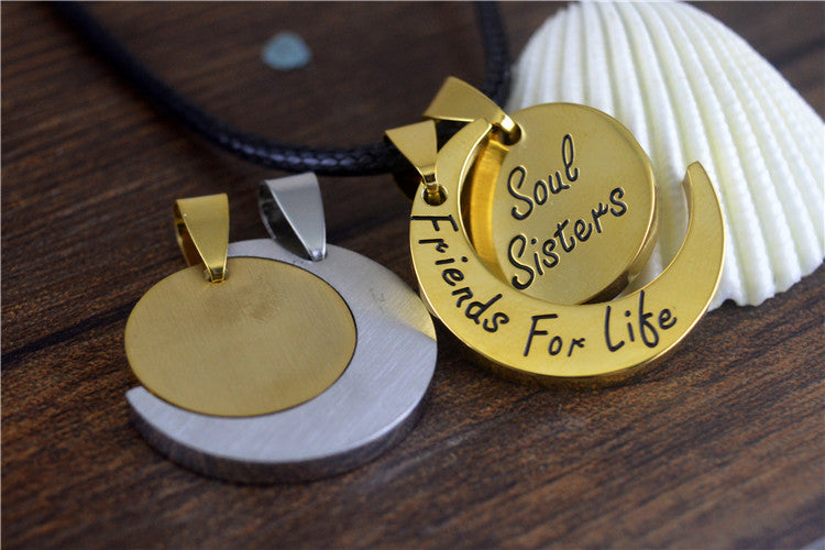 Edelstahl Mond Sonne Paar Halskette - EX-STOCK Canada