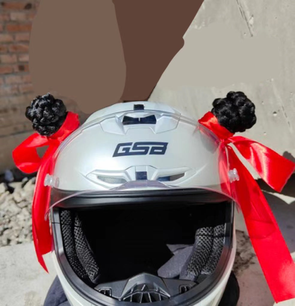 Long hair style motorcycle helmet decoration accessory