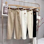 Plus Size Women's High Waist Denim Thick Trousers - EX-STOCK CANADA