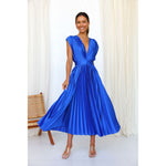 Summer V-neck Pleated Dress INS Fashion Casual Loose Zip Sleeveless Dresses For Women Clothing 
