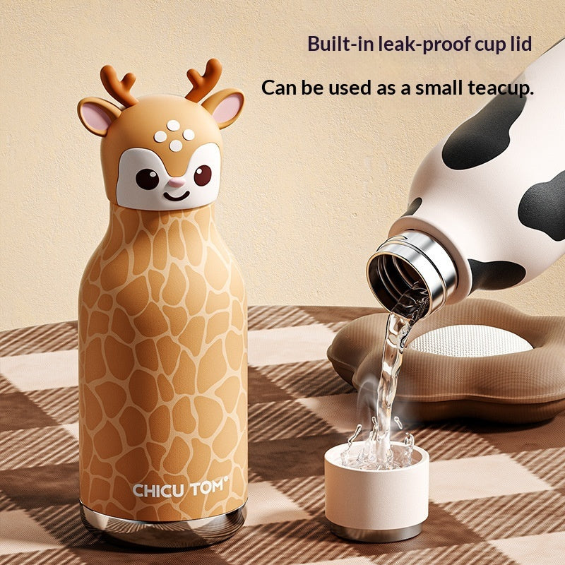 CHICU TOM Kids Animal Thermos Water Bottle – 480ml Insulated Cup with 3D Cartoon Lid | 1 Designs