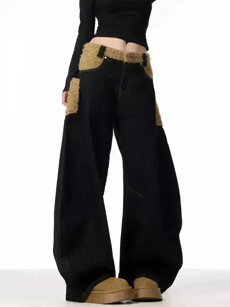 Retro Minority Design Inside-out Wear Stitching Baggy Jeans Pant For Women - EX-STOCK CANADA