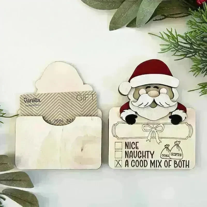 Wooden Cute Santa Claus Cash And Gifts Card Clamp Creative Christmas Decoration Ornaments - EX-STOCK CANADA