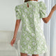 Women's Puff Sleeve A-Line Mini Dress Crew Neck Floral Casual Summer Dress EX-STOCK