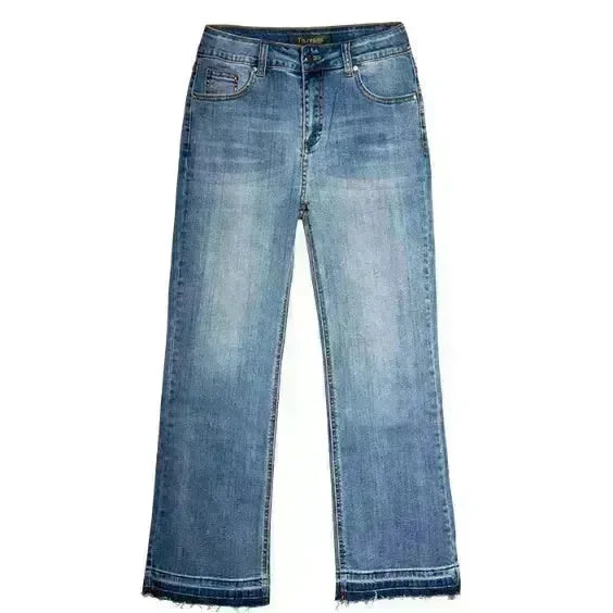Women's Washed Elastic Loose Wide Leg Ankle-length Bootcut Jeans - EX-STOCK CANADA