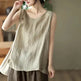 Casual Cotton And Linen Art Solid Color Loose-fitting Versatile summer blouse Top  For Women - EX-STOCK CANADA