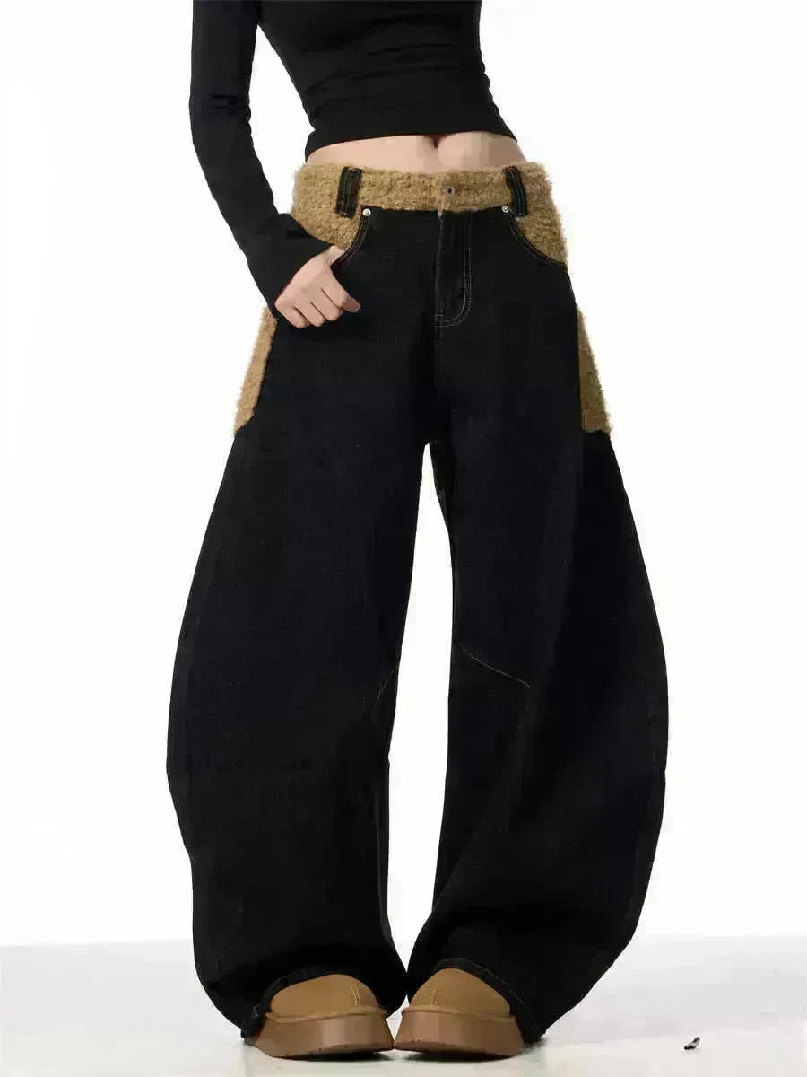 Retro Minority Design Inside-out Wear Stitching Baggy Jeans Pant For Women - EX-STOCK CANADA
