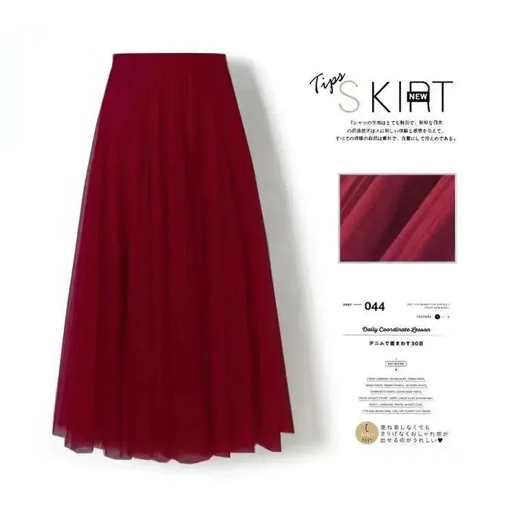 Pleated Mesh Midi Skirt – Women's Prairie Swing Skirt - EX-STOCK CANADA