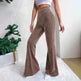High Waist Lamp Wick Corduroy Bell-bottom Pants Wide Leg Women - EX-STOCK CANADA