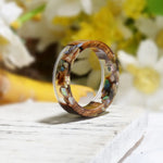Anillo de resina de madera de comercio exterior transfronterizo Diy Diy Anillo epoxi de flores secas hechas a mano