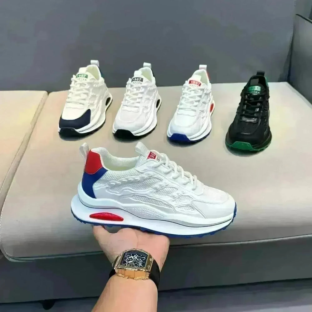 White Laceup Sneakers Fashion Breathable Mesh Flat Shoes Lightweight Versatile Casual Running Walking Shoes - EX-STOCK CANADA