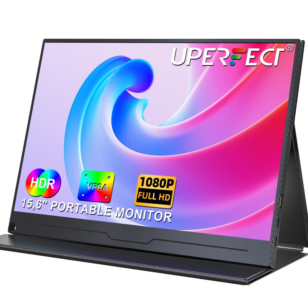 UPERFECT 15.6" Portable Monitor 1080P FHD IPS – USB-C, HDMI, Dual Speakers, VESA, Smart Cover