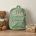 Personalised Children's School Bag – Cartoon Name Backpack (Beige, Blue, Green, Pink)