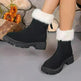 Square-heeled Snow Boots Winter Plus Velvet Platform Plush Shoes Fashion Warm Non-slip Mid-calf Boot For Women - EX-STOCK CANADA